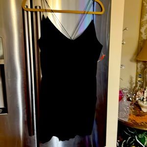 Ladies sexy black romper with stretch waist and side pockets